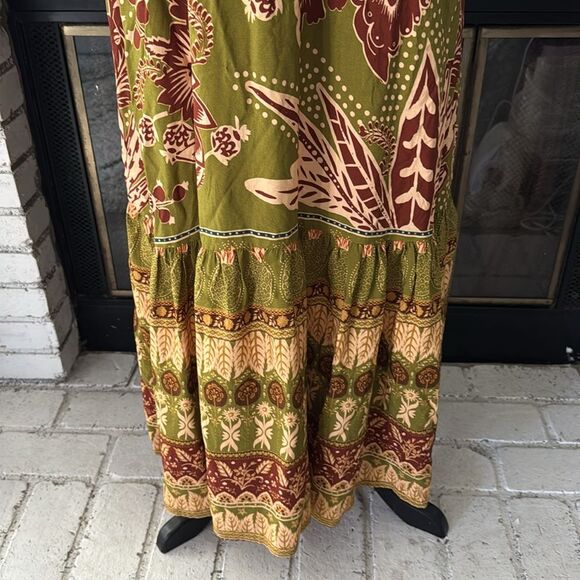 Women’s Maxi Long Dress Sleeveless Ruffle Greem Red Beige Medium Stretch Boho - Picture 6 of 6